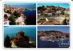 Ansichtkaart Macedonië, Ohrid, 4-luik, zee, monumenten, Ophalen of Verzenden, 1980 tot heden, Gelopen, Overig Europa