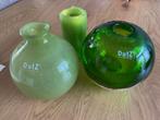 set van 2 groene DutZ vazen, Huis en Inrichting, Ophalen of Verzenden, Minder dan 50 cm, Groen, Glas