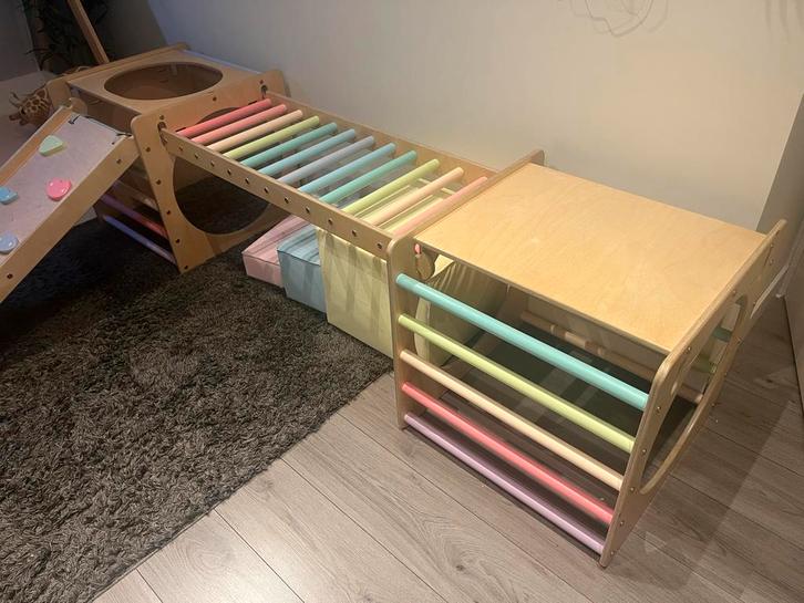 Katehaa/ Jindl klimrek pastel met glijbaan en kubussen, Kinderen en Baby's, Speelgoed | Buiten | Speeltoestellen, Gebruikt, Glijbaan