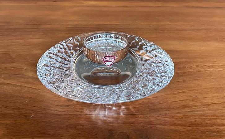 Orrefors discus waxinelichthouder, Antiek en Kunst, Antiek | Glas en Kristal, Ophalen of Verzenden
