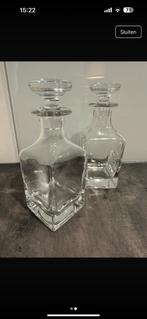Twee oude loodkristalen karafjes/ flesjes (15 cm hoog), Ophalen of Verzenden