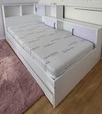 Tiener bed met kastruimte en bergruimte 200x90 ZGAN, Ophalen, Wit, Tweepersoons, Zo goed als nieuw