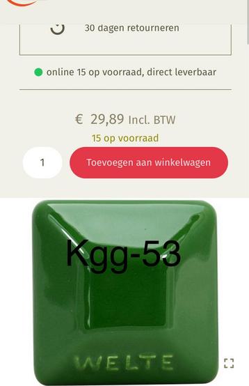 1 kilo-pak welte aardewerk glazuur KGG 53 chroomgroen beschikbaar voor biedingen