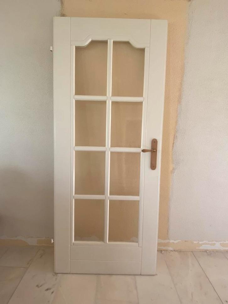 Binnendeur opdek met 8 ruiten 83/85 x 201, Doe-het-zelf en Verbouw, Deuren en Horren, Gebruikt, Binnendeur, 200 tot 215 cm, Glas