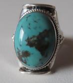 Koopje! Zilveren ring (no 36) ovale turkoois, incl verzenden, 18 tot 19, Verzenden, Zo goed als nieuw, Met edelsteen