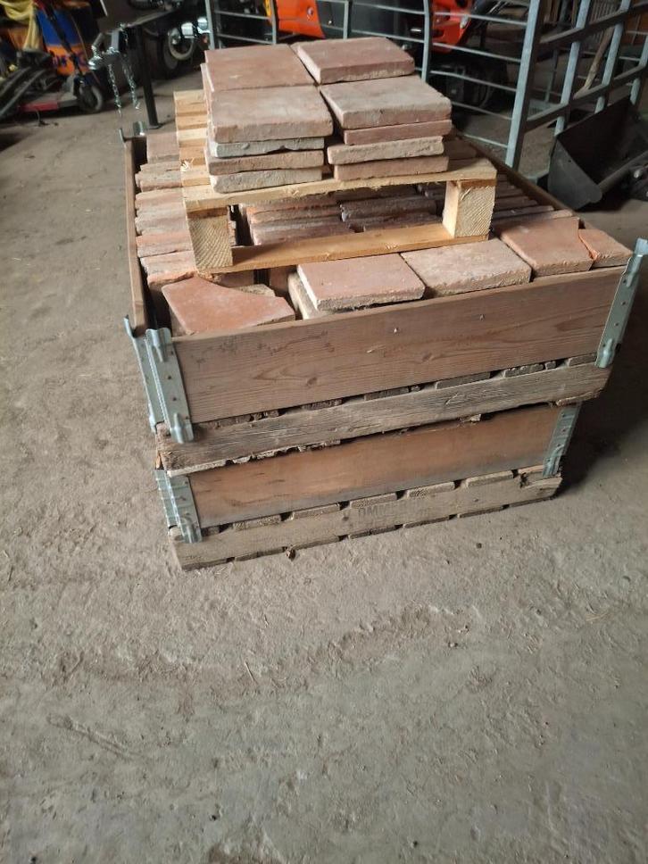 antieke estrikken ca 450 terracotta-zalm, zie foto-omschrijv, Doe-het-zelf en Verbouw, Vloerdelen en Plavuizen, Gebruikt, Plavuizen