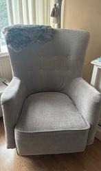 Grijze fauteuil met knopen, Ophalen of Verzenden, Zo goed als nieuw, Stof, 75 tot 100 cm