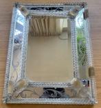 Antieke spiegel, 46 x 36 cm met glazen details - opknapper, Antiek en Kunst, Antiek | Spiegels, Minder dan 100 cm, Minder dan 50 cm