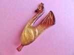 jwg Vintage 60s funky vogel kip broche rood goud kl plastic, Sieraden, Tassen en Uiterlijk, Antieke sieraden, Verzenden, Overige materialen