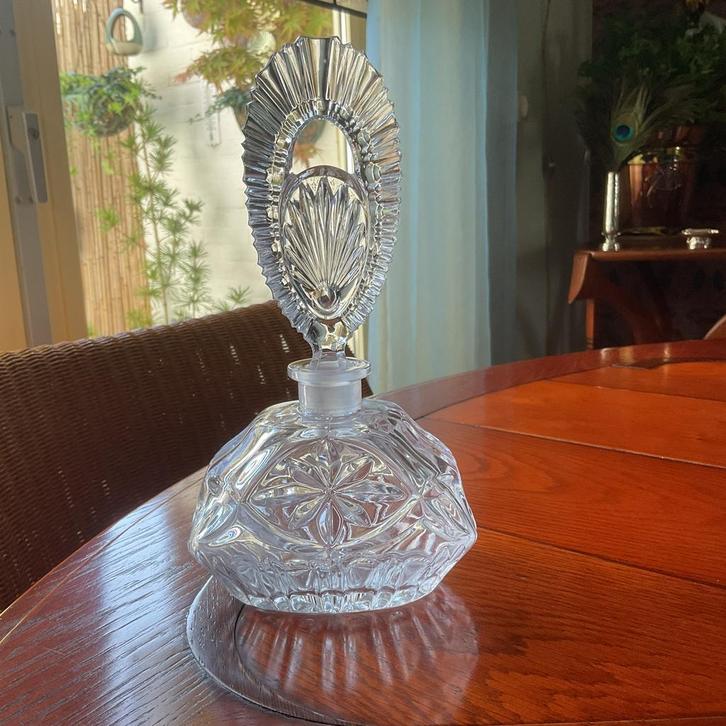HELE LEUKE OUDE GEPERST GLAZEN ART DECO PARFUMFLES, Antiek en Kunst, Curiosa en Brocante, Ophalen of Verzenden