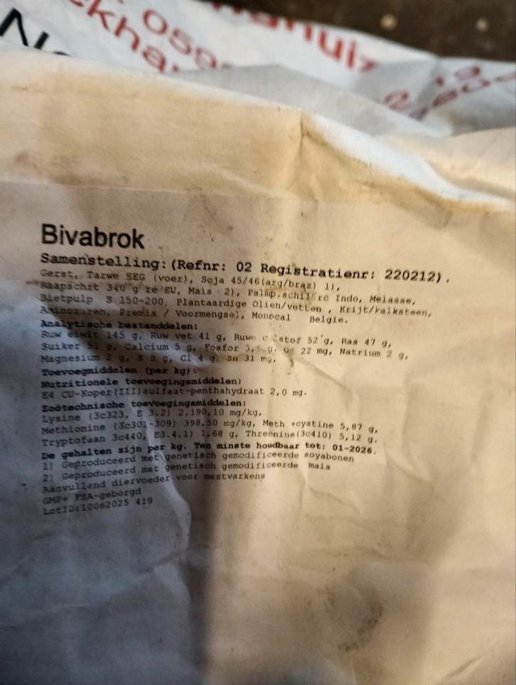 Bivabrok varkensvoer geopende zak nog 16 kilo, Dieren en Toebehoren, Overige Dieren-accessoires, Zo goed als nieuw, Ophalen