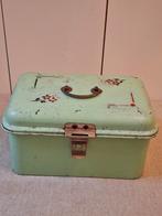 Vintage Broodtrommel - Zachtgroen met Decoratie, Ophalen of Verzenden