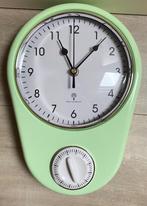 Radio Controlled Wandklok met Kookwekker - Mintgroen, Ophalen of Verzenden, Zo goed als nieuw, Analoog, Wandklok