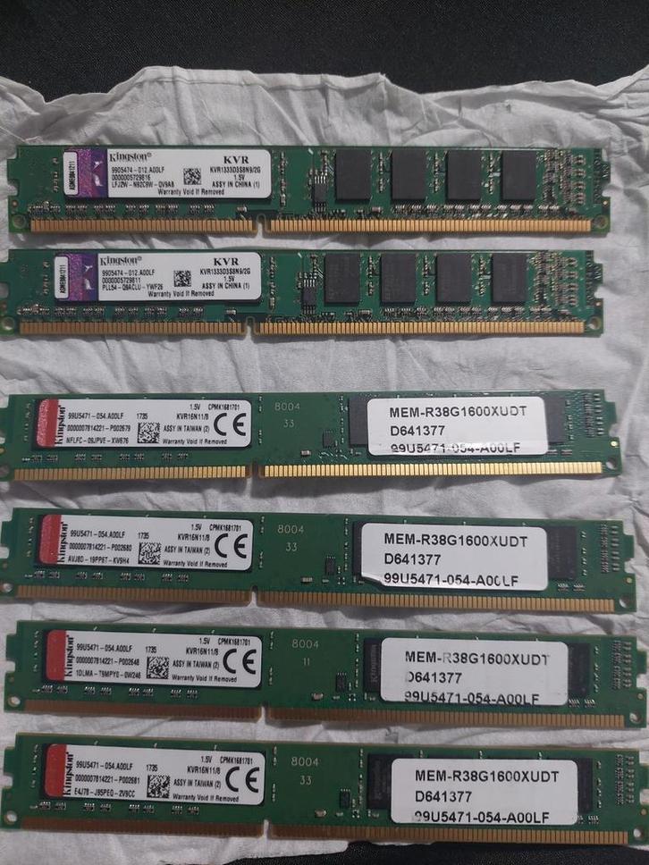 Kingston DDR3 Geheugen – 2GB 1333MHz & 8GB 1600MHz – Desktop, Computers en Software, RAM geheugen, Gebruikt, Desktop, DDR3, Ophalen of Verzenden