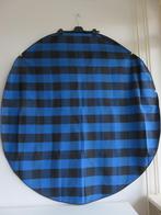 Kobaltblauw met zwart geruit geblokt rond tafelkleed 130cm, Ophalen of Verzenden, Zo goed als nieuw, Rond, Binnen