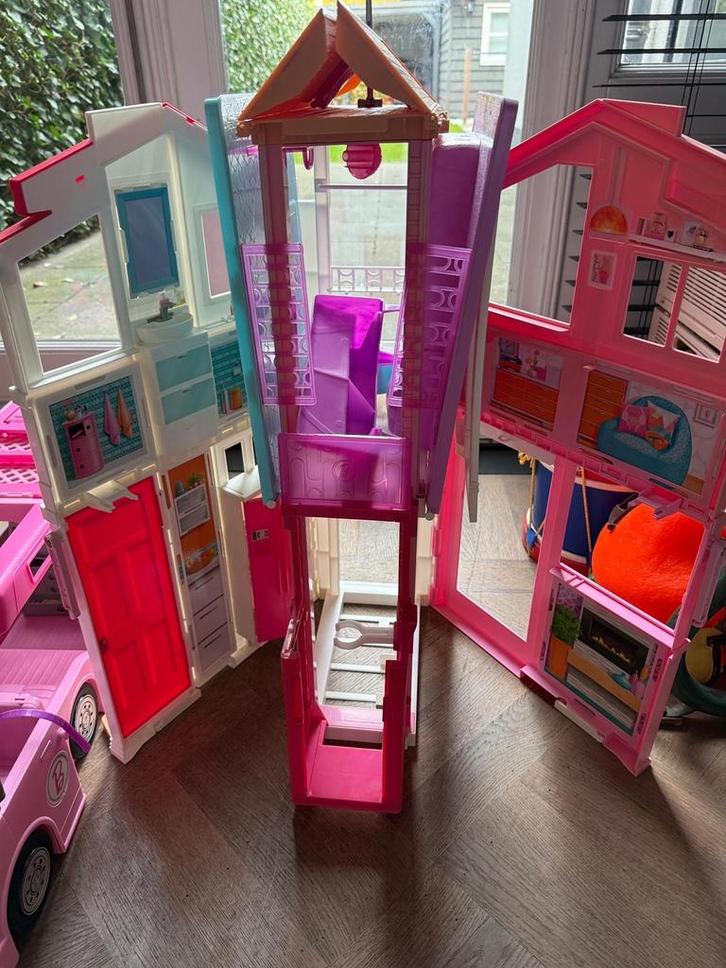 Barbie Camper, Koets, Auto & Poppenhuis Set, Kinderen en Baby's, Speelgoed | Poppenhuizen, Gebruikt, Poppenhuis, Ophalen