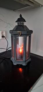 Sfeervolle elektrich houten lantaarn, Tuin en Terras, Buitenverlichting, Minder dan 50 watt, Staande lamp, Ophalen of Verzenden