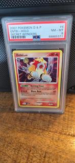 Pokémon Entei Holo - Secret Wonders - PSA 8, Ophalen of Verzenden, Zo goed als nieuw, Losse kaart, Foil