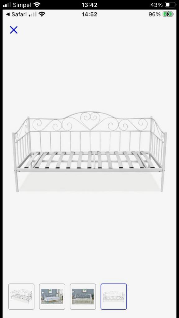 Elegant Zilveren Bedframe - 1 Persoons, Huis en Inrichting, Slaapkamer | Bedden, Zo goed als nieuw, Eenpersoons, 90 cm, 200 cm