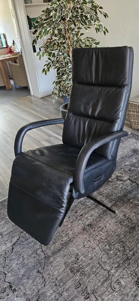 Piet Klerkx Corsica Relaxfauteuil -2 stuks- Antraciet Leder, Huis en Inrichting, Fauteuils, Gebruikt, Leer, Metaal, 50 tot 75 cm