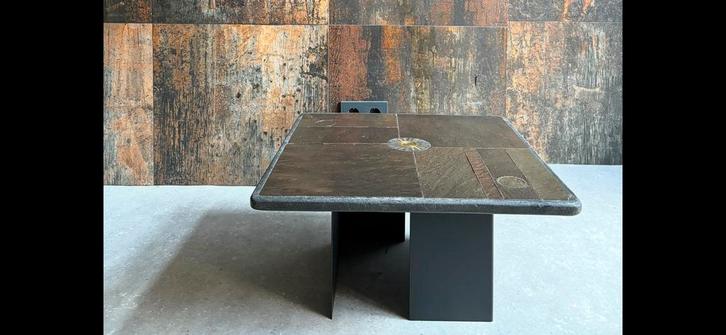 Vintage Brutalist salontafel, Huis en Inrichting, Tafels | Salontafels, Minder dan 50 cm, 50 tot 100 cm, Rond, Glas, Ophalen