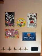 5 mooie metalen bordjes Flügel La Chouffe Paulaner Mancave, Verzamelen, Ophalen of Verzenden, Zo goed als nieuw, Reclamebord