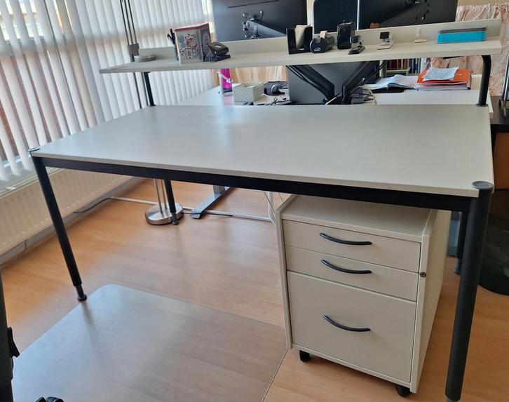 Ikea Effektiv Bureau Wit 80x160 hoogte aanpasbaar, Huis en Inrichting, Bureaus, Gebruikt, In hoogte verstelbaar, Ophalen