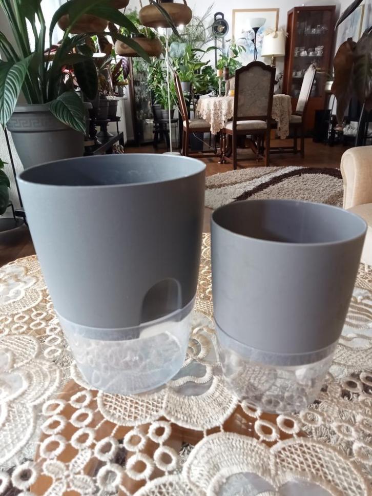 Zelfbewaterende plantenpotten, Tuin en Terras, Bloembakken en Plantenbakken, Gebruikt, Kunststof, Binnen, Minder dan 30 cm, Minder dan 60 cm