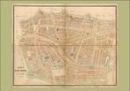 Grote landkaart plattegrond van Leiden uit ~1870, Ophalen of Verzenden, 1800 tot 2000, Wereld, Landkaart
