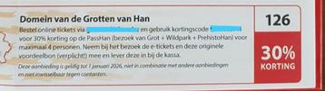Domein van de Grotten van Han 30% kortingsbon   beschikbaar voor biedingen