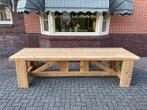 Robuuste landelijke style stamtafel van ruim 3 meter, Tuin en Terras, Tuintafels, Ophalen of Verzenden, Zo goed als nieuw, Rechthoekig
