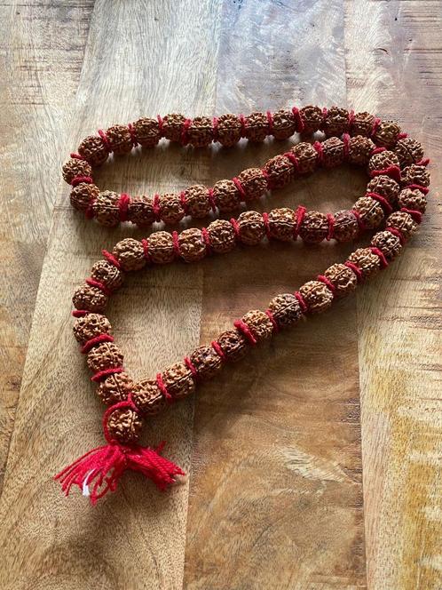 Unieke Guru Chikna Rudraksha Mala Sieraad uit India, Verzamelen, Religie, Gebruikt, Boeddhisme, Sieraad, Ophalen of Verzenden