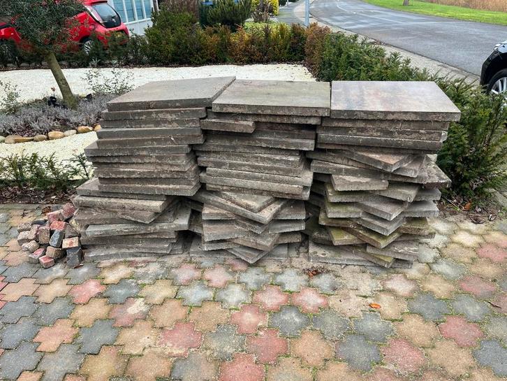 Tegels 60x60 beton ca 60 stuks, Tuin en Terras, Tegels en Klinkers, Gebruikt, Terrastegels, Beton, 10 m² of meer, Ophalen