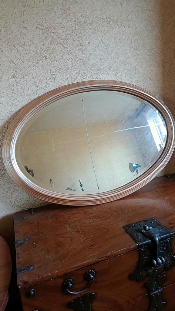Ovale Spiegel met Facetgeslepen Rand, Huis en Inrichting, Woonaccessoires | Spiegels, Gebruikt, 50 tot 75 cm, Minder dan 100 cm