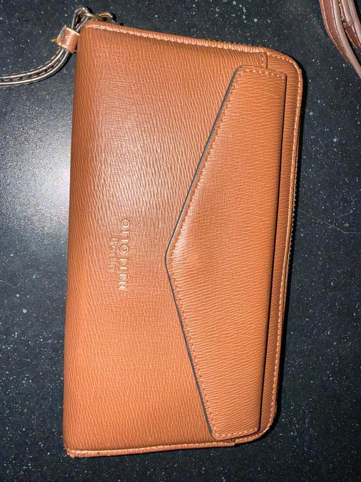 Otto Kern berlin portemenee + Fossil Handtas Apart of Samen, Sieraden, Tassen en Uiterlijk, Portemonnees, Zo goed als nieuw, Bruin