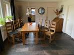 Massief houte tafel met 6 stoelen, Huis en Inrichting, Ophalen, Gebruikt, 50 tot 100 cm, Vijf personen of meer