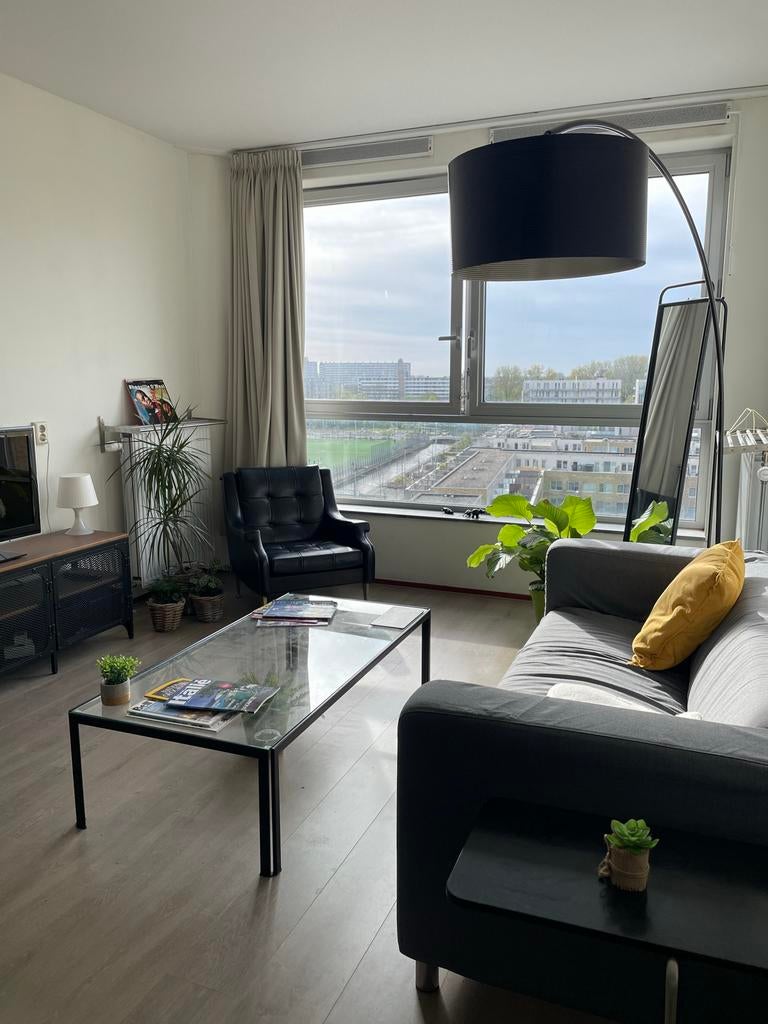 Bank en Salontafel combinatie €50 ophalen in Bos en Lommer, Ophalen, Gebruikt, 100 tot 150 cm, Glas