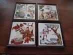 4 tegels ingelijst. 2xpotje+deksel.Regina., Antiek en Kunst, Ophalen of Verzenden