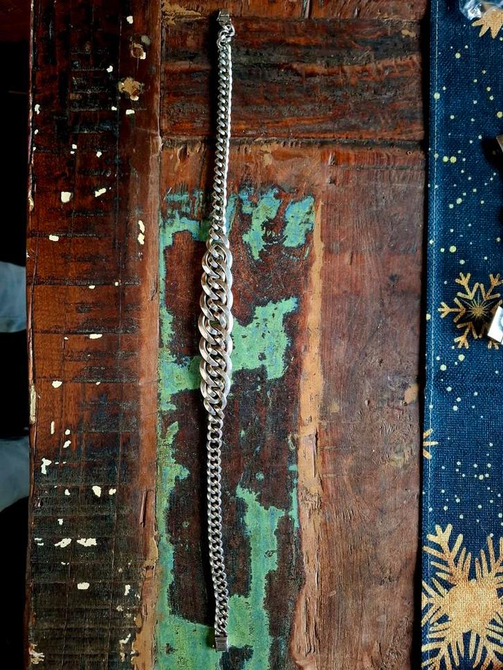 Buddah to buddah Chain mix ketting 47 cm, Sieraden, Tassen en Uiterlijk, Kettingen, Zo goed als nieuw, Zilver, Zilver, Ophalen