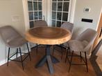 Houten bartafel met 4 krukken, Huis en Inrichting, Ophalen, Zo goed als nieuw