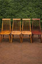 4  houten spijlenstoelen in klassieke Windsor-stijl, Ophalen, Gebruikt, Bruin, Vier