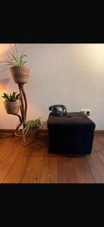 Vintage Bruine Rib Poef met Opbergruimte, Minder dan 50 cm, Vierkant, Ophalen of Verzenden, Zo goed als nieuw