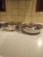 2 Dekschalen Dekschaaltjes met deksel RVS als NIEUW !!!, Ophalen of Verzenden, Zo goed als nieuw, Rvs, Overige typen