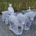 Paard en kar beton tuinbeeld ook losse paarden en wagen, Ophalen, Nieuw, Beton, Dierenbeeld