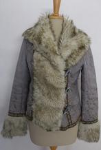 Boho look apart jasje met fake fur bont! M, Blauw, Maat 38/40 (M), Zo goed als nieuw, Verzenden
