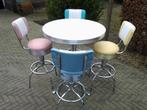 Amerikaanse barkrukken Bel Air bartafel fifties sixties ..., 4 krukken, Ophalen, Zo goed als nieuw, Met voetsteun