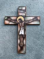 Art Deco Gebrandschilderd Crucifix 50-er jaren., Ophalen of Verzenden, Zo goed als nieuw