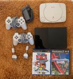 PS One & PS2 Slim, Spelcomputers en Games, Spelcomputers | Sony PlayStation 2, Ophalen of Verzenden, Zwart, Met 2 controllers