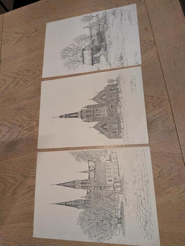 Drie originele tekeningen van Peerke Donders, Antiek en Kunst, Kunst | Tekeningen en Foto's, Ophalen of Verzenden