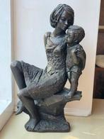 Vintage polystone met bronzen look beeld moeder en zoon, Antiek en Kunst, Kunst | Beelden en Houtsnijwerken, Ophalen